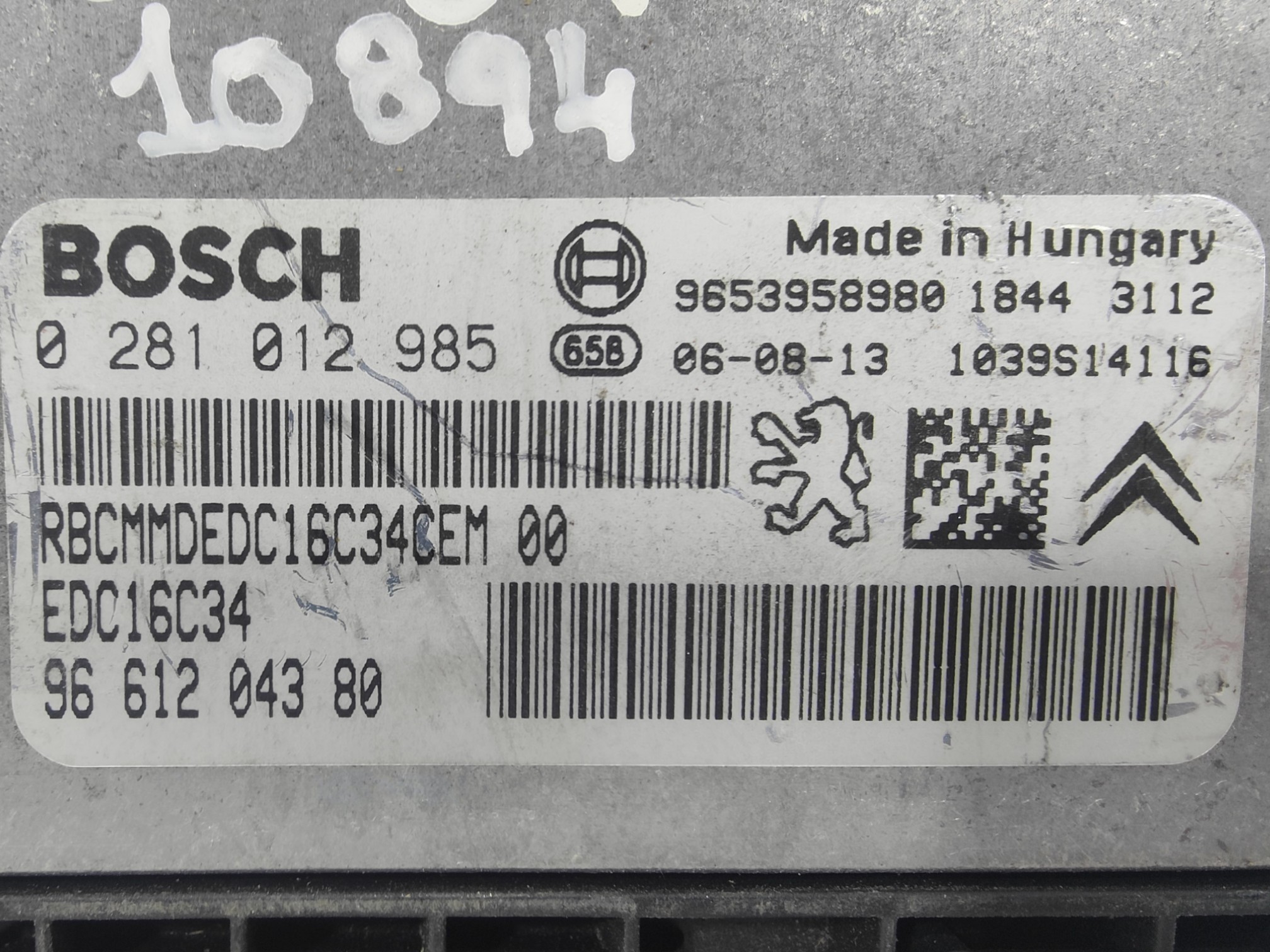 ECU de motor Citroen C4 1.6 HDI 2006, Ref: 10894-K3A7