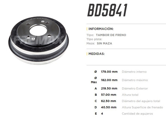 CAMPANA FRENO TRAS KIA PICANTO 1.0/1.1 04. . .
