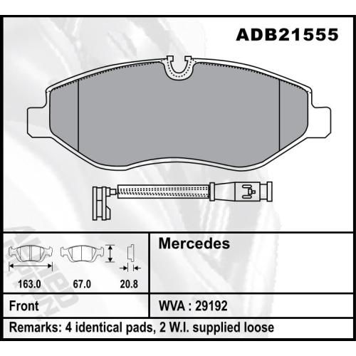 JGO. PASTILLAS FRENO MERCEDES BENZ SPRINTER 415CDI. C/SENSOR 163X67X21MM