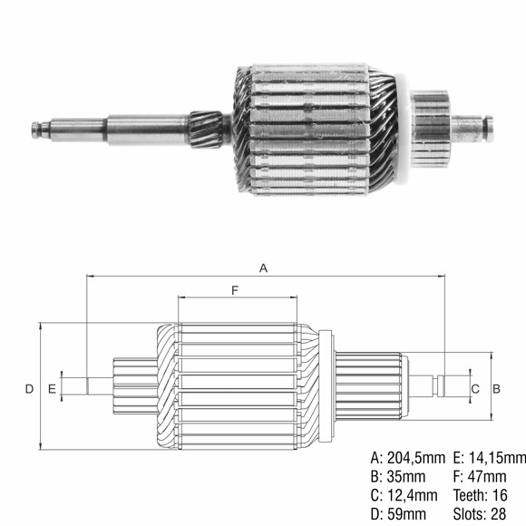 INDUCIDO 12V VW GOL/PARATI GEN II/III (204,2X58,9X16X35)