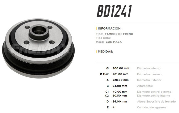 CAMPANA DE FRENO CHEVROLET CORSA/AGILE C/MAZA