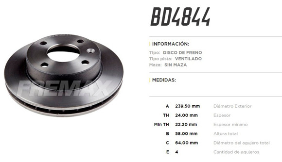 DISCO DE FRENO FORD ESCORT XR3/VERONA 1983-1994