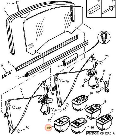 Comando alzacristales eléctrico