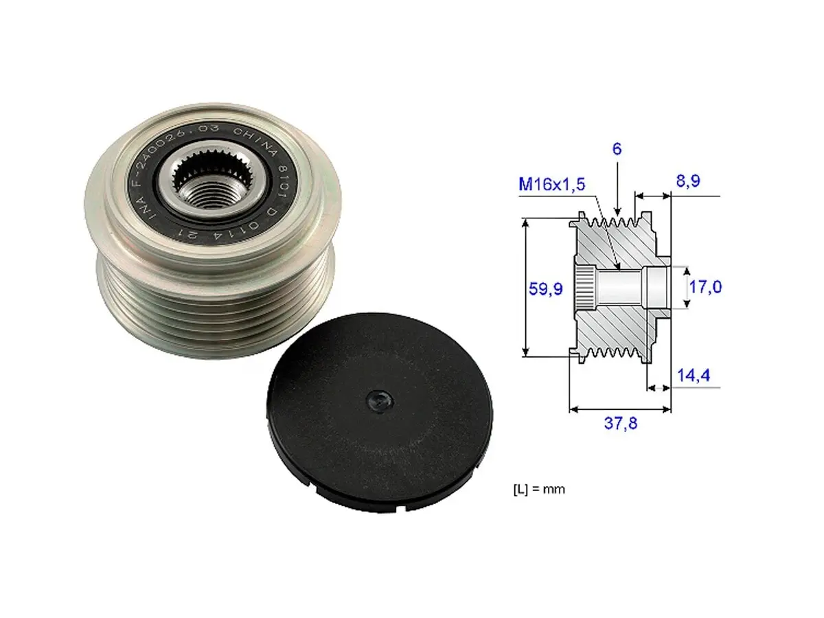 Polea Alternador Marcha Libre Hyundai Tucson, Kia Sportage 11-16