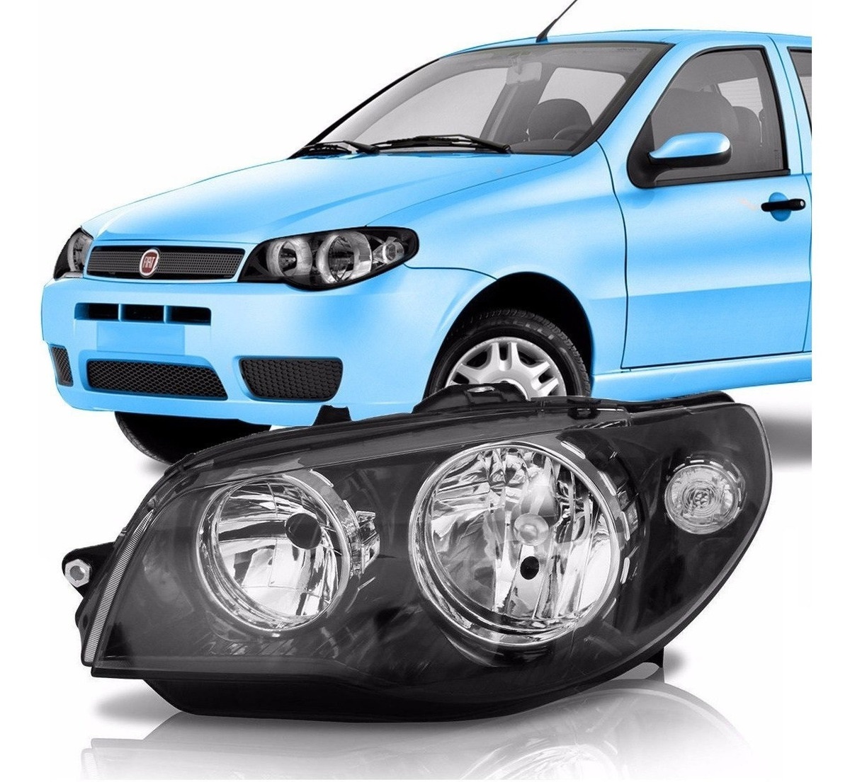 Semioptica Izquierda Fiat Palio 2005 / 2007  Economy 2014 /..  Weekend 2004 / 2008 Fondo Negro  Aro Cromado