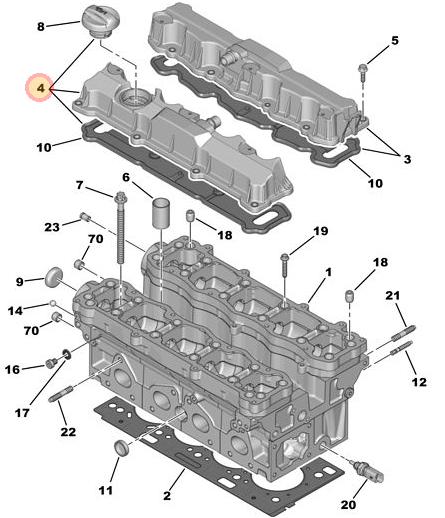 TAPA DE VALVULAS PEUGEOT CITROEN PLASTICA ESCAPE 1600cc 16 VALVULAS TU5JP4 LADO TAPON ACEITE [TRICLO]