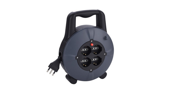 CARRETE DOMESTICO C/FICHA 3 EN LINEA 10MTS 4 TOMAS SCHUKO