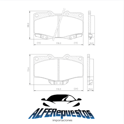 -PASTILLAS FRENO TOYOTA HILUX 4X4 96/