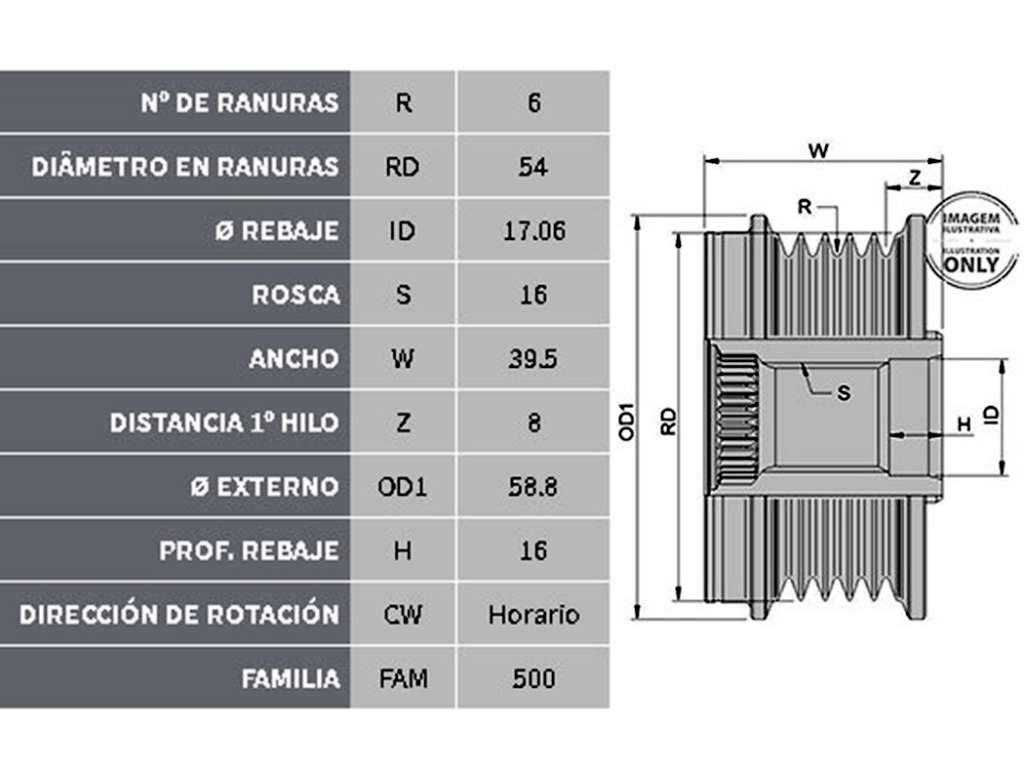 POLEA ALTERNADOR FI PANDA 1.3I 6PK LIBRE