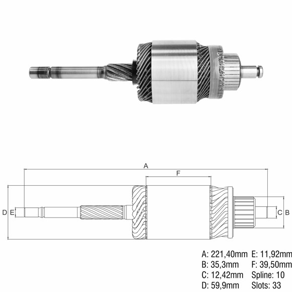 INDUCIDO 12V VW GOL/PARATI/SAVEIRO 1.6 (221,3X60X10X35,4)