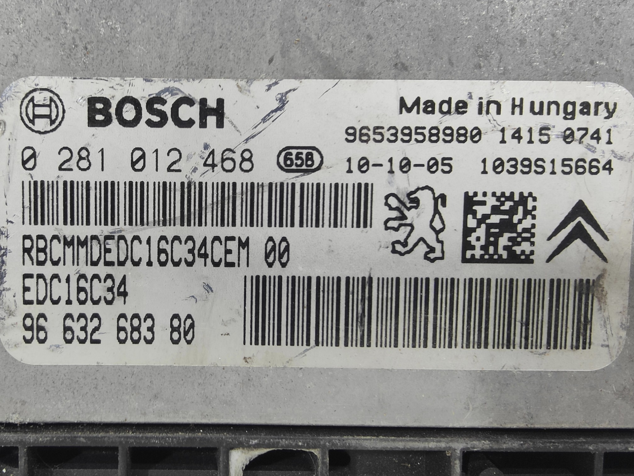 ECU de motor Citroen XSARA PICASSO 1.6 HDI , Ref: 8127-K3B2