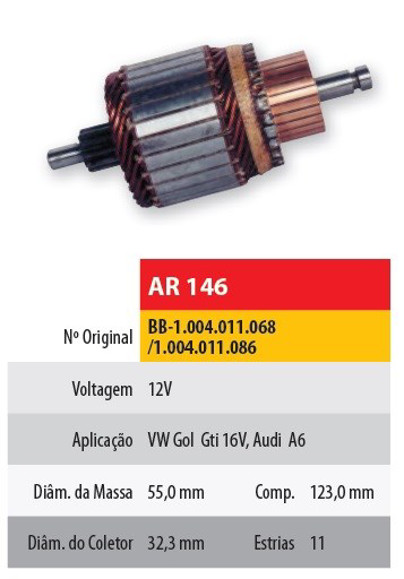 INDUCIDO 12V FIAT SIENA - VOLKSWAGEN GOL 16V (123X55X11X28)