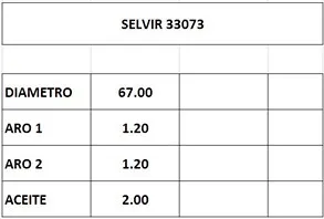 Aros de pistón de 67.0mm para Hyundai i10, medida estándar (STD), tipo CTI