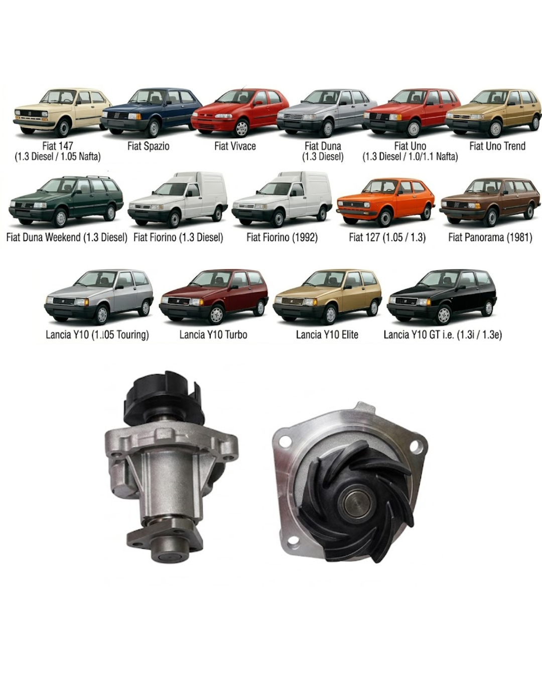Bomba de Agua VMG – Fiat & Lancia 1.0 / 1.1 / 1.3 Diesel & Nafta (Modelos 1982 a 1997)