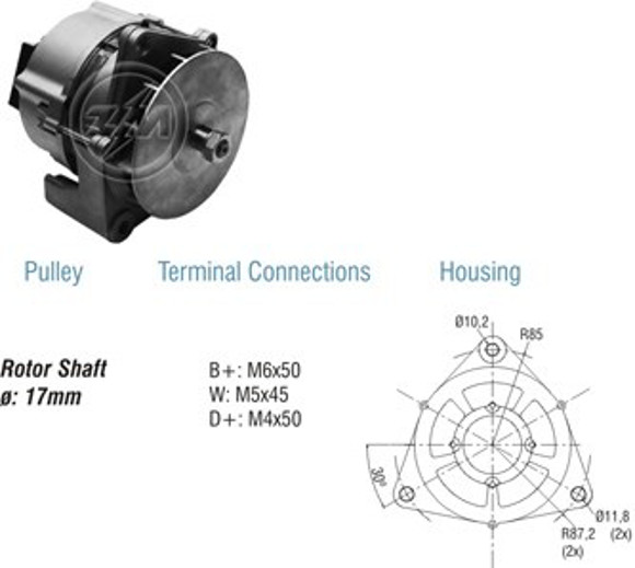 ALTERNADOR 12V 90AMP M-BENZ CAMION CONECTOR ANTIGUO