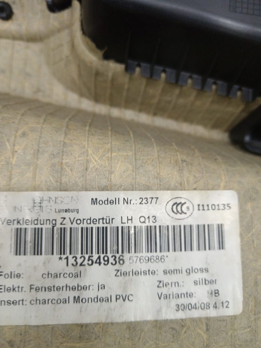 Tapizado Interior Puerta Delantero Izquierdo Opel Astra H Ber. 2006-2010 Cosmo 13254936