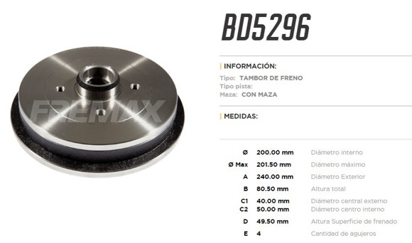 CAMPANA DE FRENO TRASERO VW GOL/SAVEIRO 2013 G5-G6