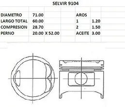 PISTONES  71mm KIA PRIDE-FESTIVA 1300  STD TIK