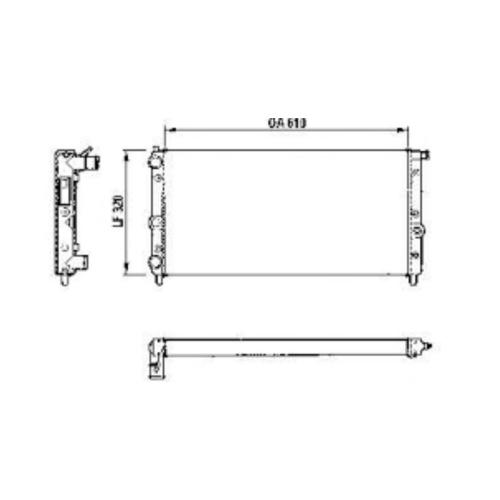 RADIADOR MOT. FIAT 1.7D DUNA ELBA FIORINO 61CM C/DERIV. 610x322x32MM  HSPAB190-DZR2245