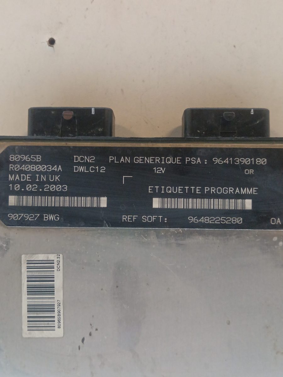 Centralita Motor Uce Citroën Berlingo 2002-2011 1.9 Diesel 1.9L 51kW 9648225280