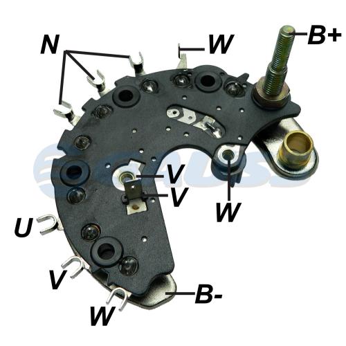 PLAQUETA RECTIFICADORA DIODOS ALT. PEUG. CITR. 206 C/ VALEO GAUSS 592847-592846-545940-54594