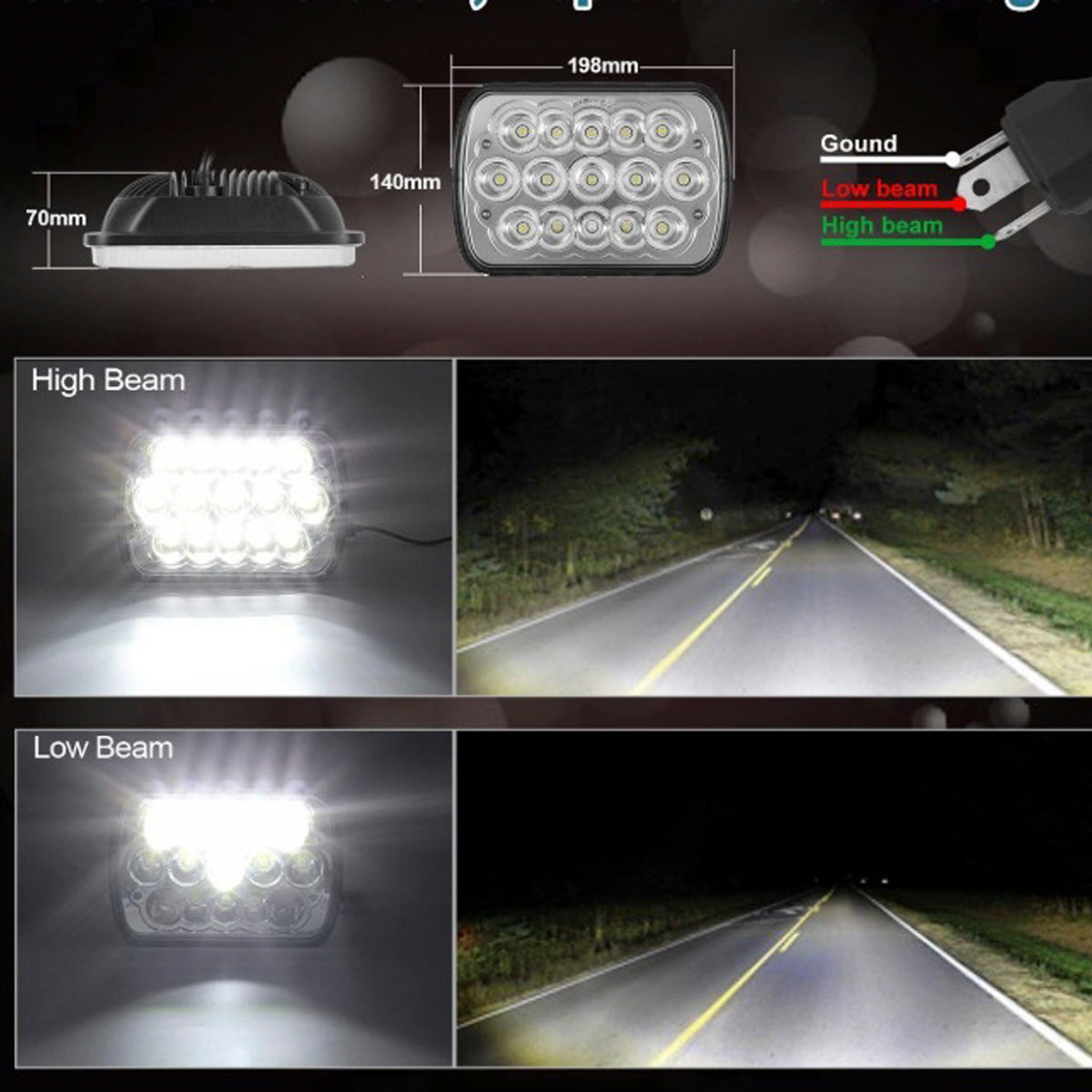 Faro auxiliar LED rectangular