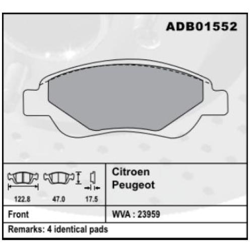 JGO. PASTILLAS FRENO PEUGEOT CITROEN 107 ByD F0 JAC J2 GEELY CK1 CK2 PANDA LC CHANA123X47X17MM(23959