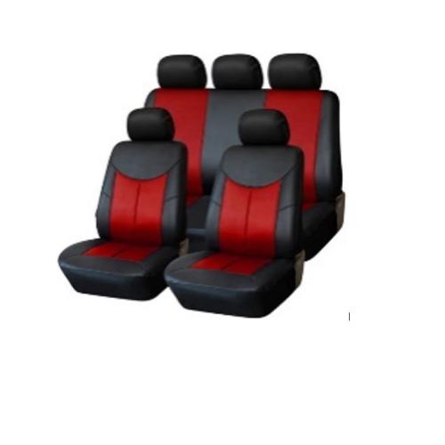 JGO. FUNDAS 4 ASIENTOS AUTO HIGH 9 PIEZAS COLOR NEGRO C/ROJO