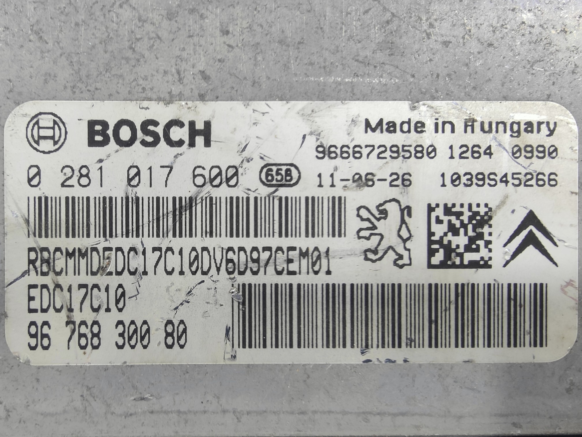 ECU de motor Citroen C3 1.6 HDI 92CV , Ref: 8094-K3B6