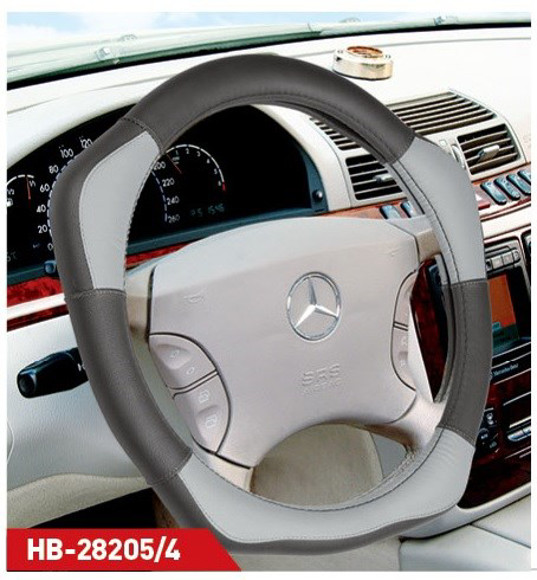 CUBRE VOLANTE NEGRO GRIS CON FORMA TIPO AUTO de CARRERA