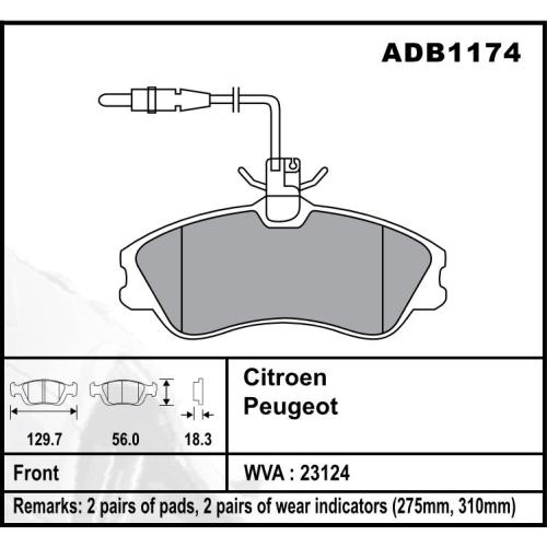 JGO. PASTILLAS FRENO PEUGEOT CITROEN BERLINGO TAXI C/SENSOR PARTNER 96...29.8X56.2X17.50MM COMLINE