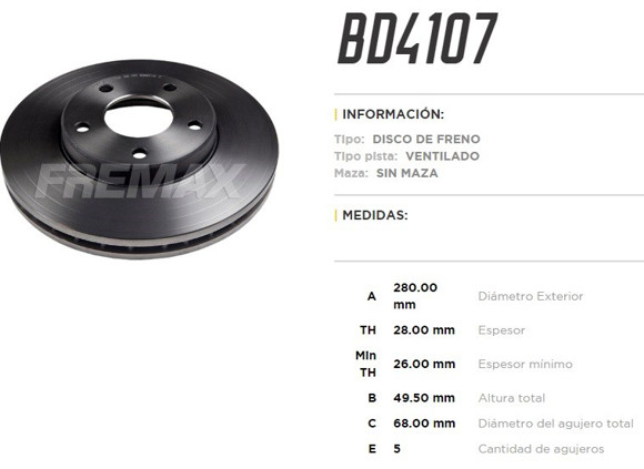 DISCO FRENO DEL VENT NISSAN PRIMERA 02. . . X-TRAIL 01. . .
