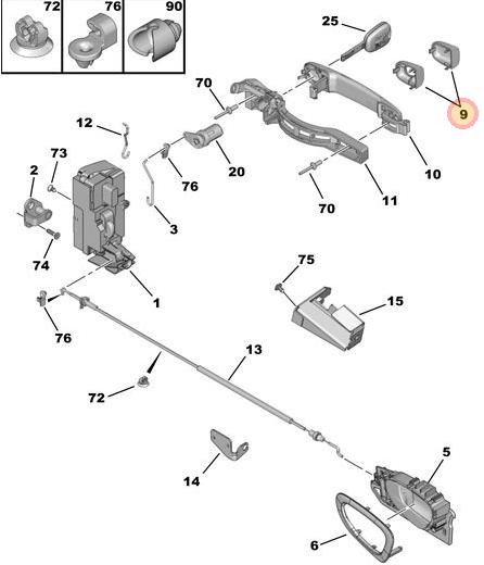 MARCO BOTON MANIJA EXTERIOR PEUGEOT 307 JUEGO [ORIGINAL PSA]