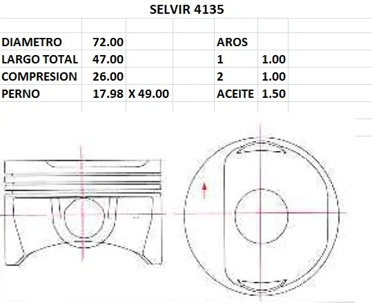 PISTONES 72mm FIAT 1.4 EVO FLEX UNO NOVO-STRA STD