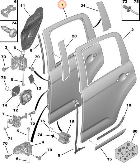 PUERTA TRASERA DERECHO CITROEN C3 2011 EN ADELANTE SEDUCTION ORIG [ORIGINAL PSA]