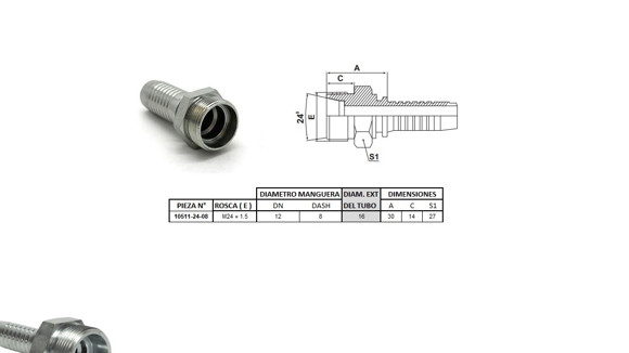 MACHO RECTO M24 X 1,5-16 08 1/2'' (MULTI ASIENTO)
