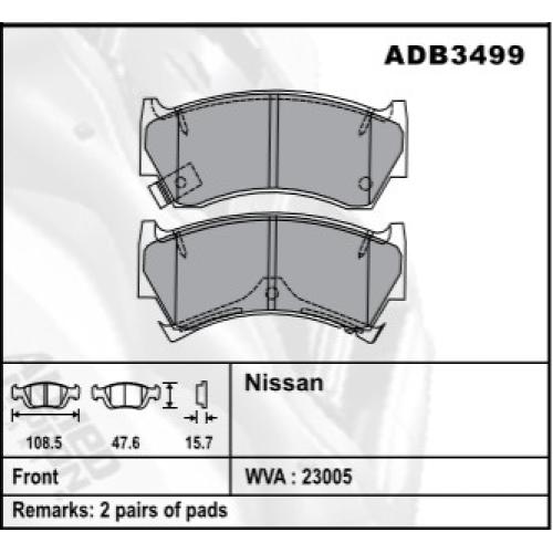 JGO. PASTILLAS FRENO NISSAN SENTRA B14 108X47X16  COMLINE