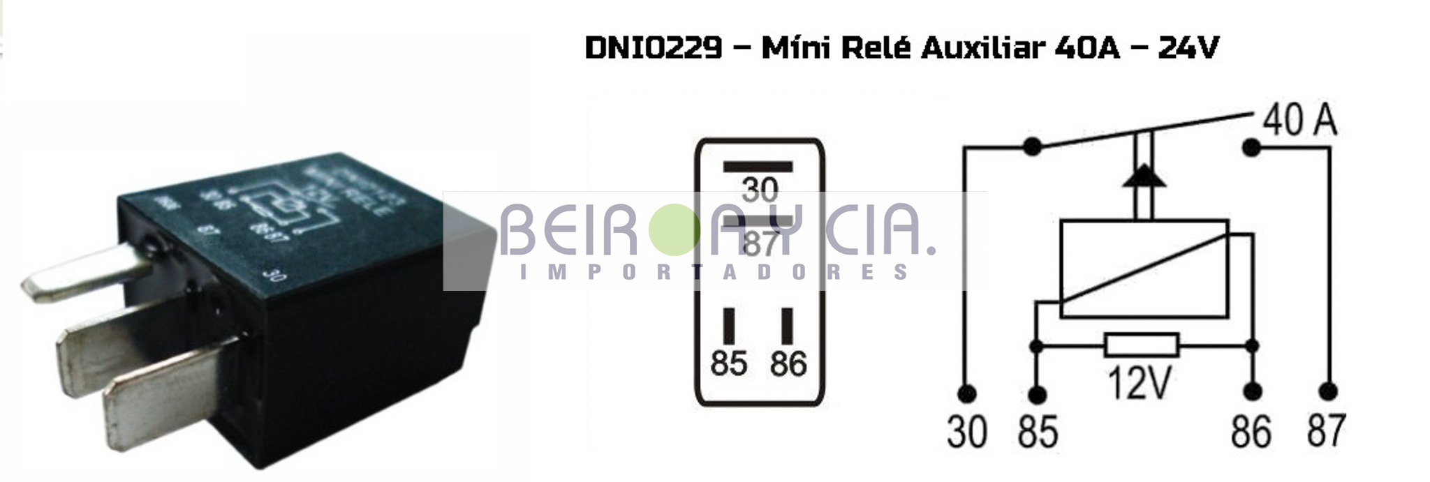 RELAY DNI 0229 24V 40 AMP C/RESIST. 4 T MICRO