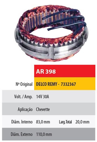 ESTATOR 12V 30AMP DELCO CHEVROLET CHEVETTE (83X110X20)