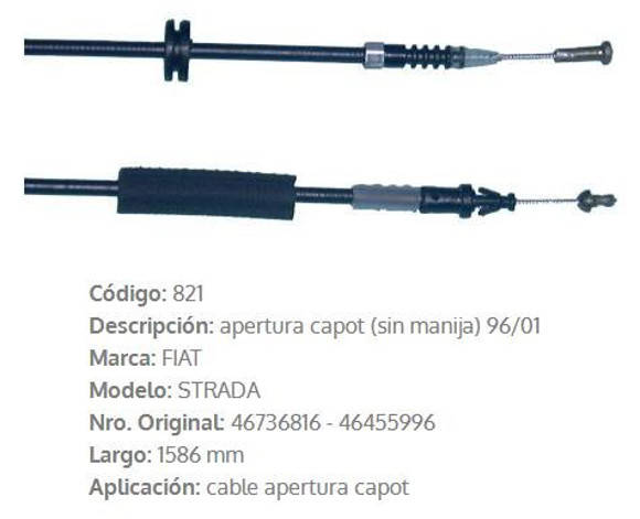 CABLE CAPOT FIAT PALIO/SIENA/STRADA 1996 1586MM