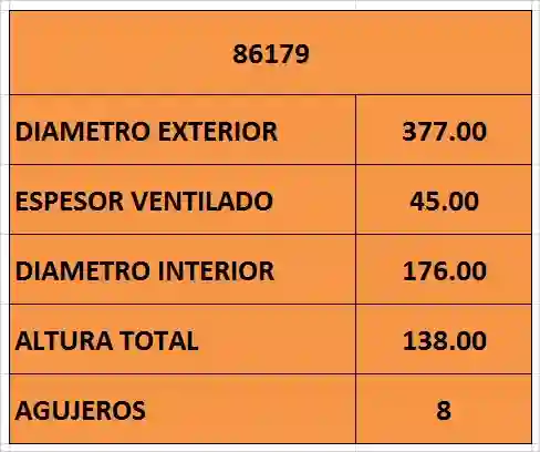 DISCO FRENO 377mm 8 AGUJEROS TRA MB ATEGO 1628