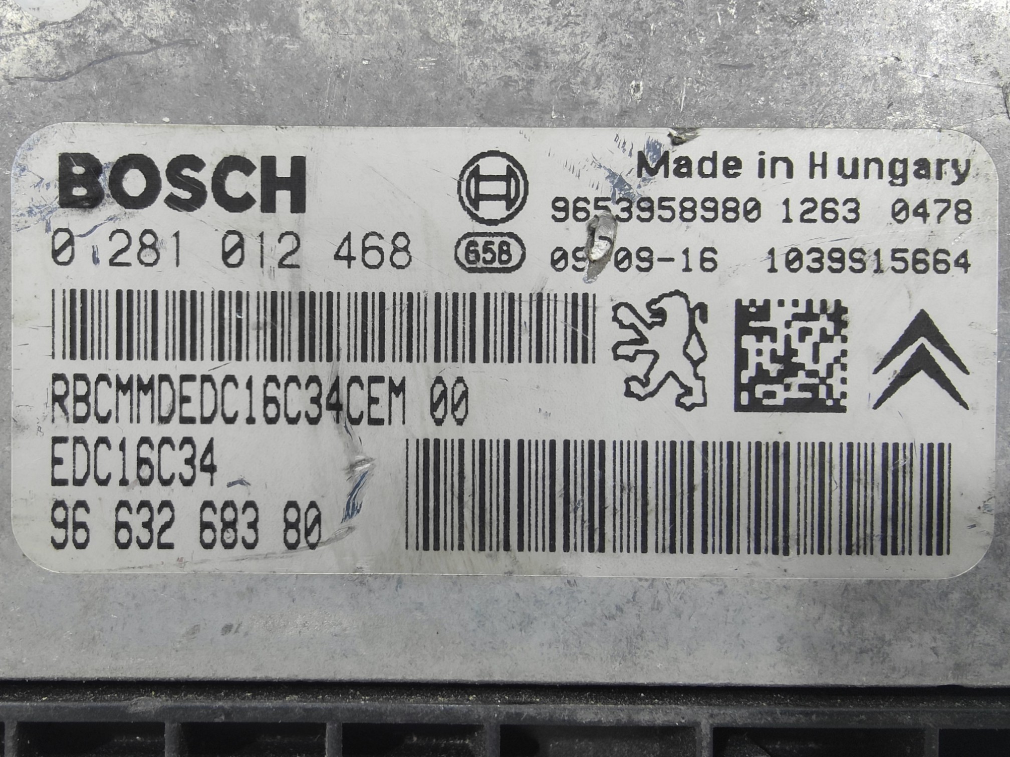 ECU de motor Citroen XSARA PICASSO 1.6 HDI 2009, Ref: 11016-K3C12