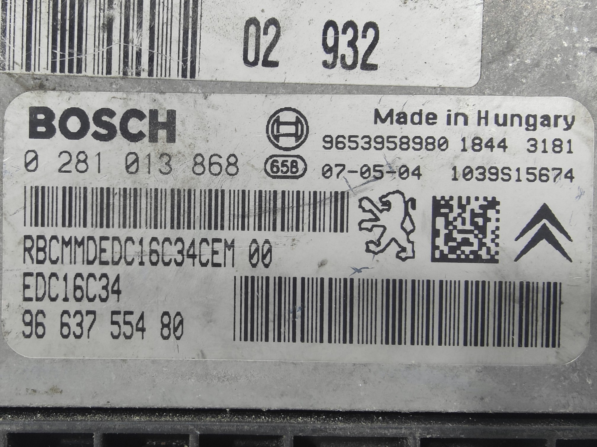 ECU de motor Peugeot 207 1.6 HDI 2007, Ref: 11033-K3C11