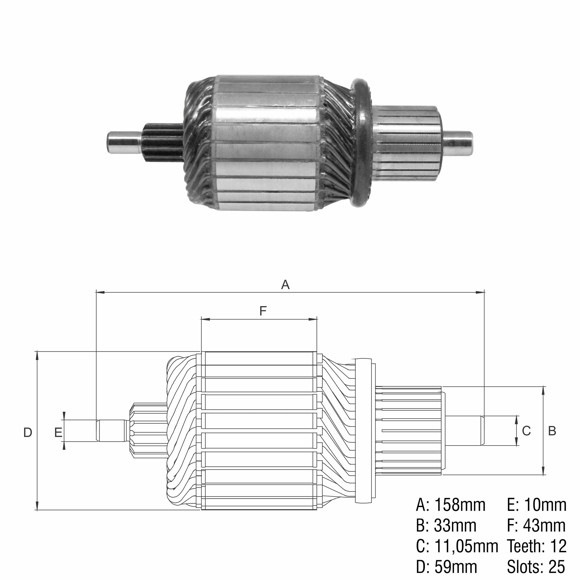 INDUCIDO 12V FORD CARGO C/CUMMINS INDIEL (158X59X12X32,9)
