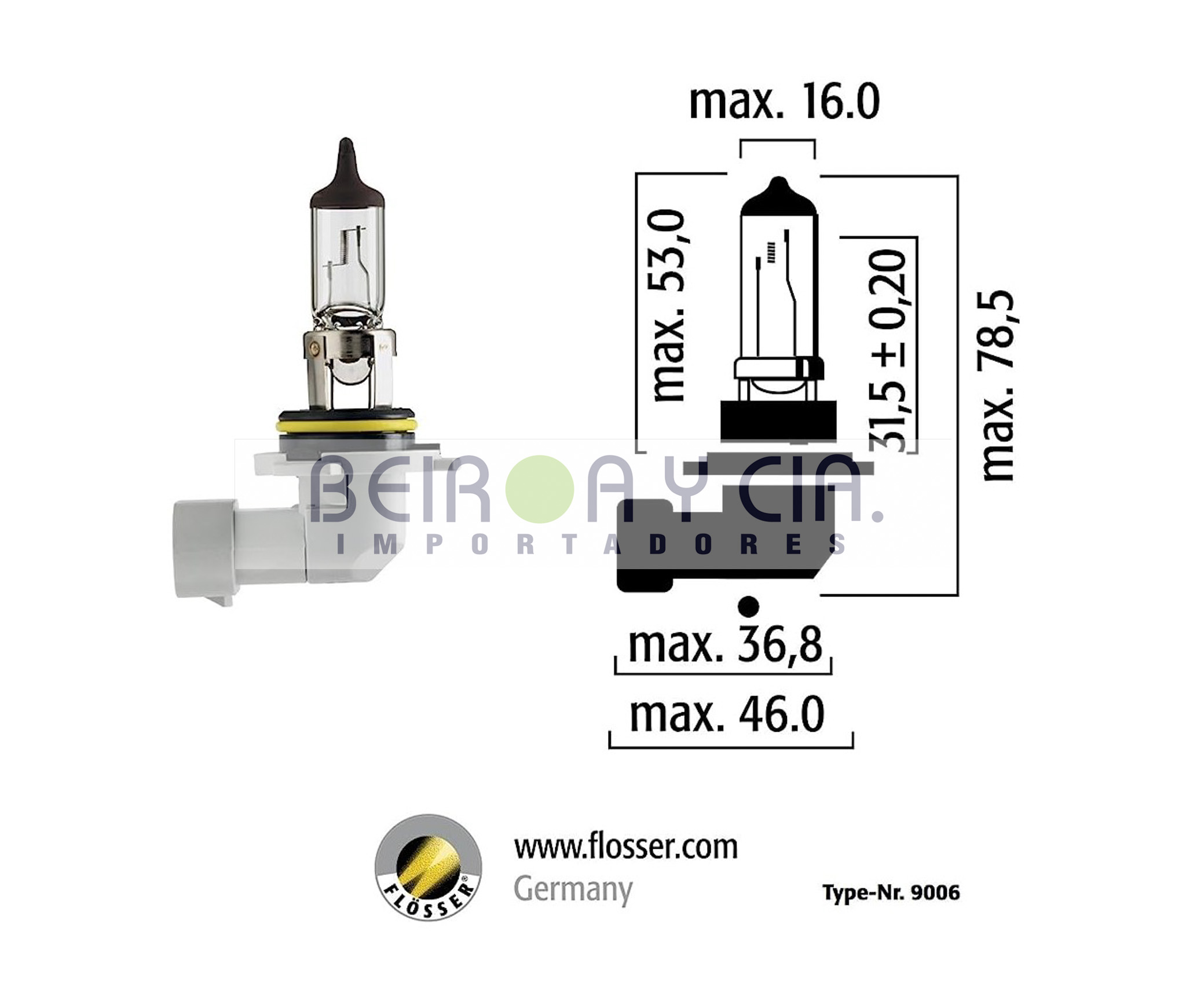LAMPARA FLOSSER HB4 12V 51W P22D 9006