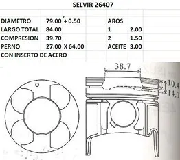 PISTONES 79mm GM 1.7 TDI 16V 0.50