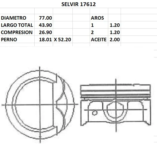 PISTONES 77mm HYUNDAI-KIA 1.4 STD