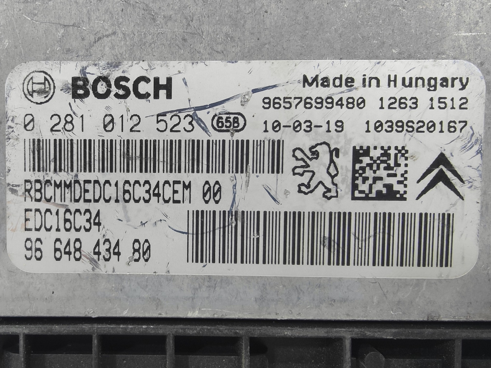 ECU de motor Peugeot 207 1.4 HDI 2010, Ref: 10962-K3B9