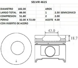 PISTONES 102mm DAIHATSU DELTA STD