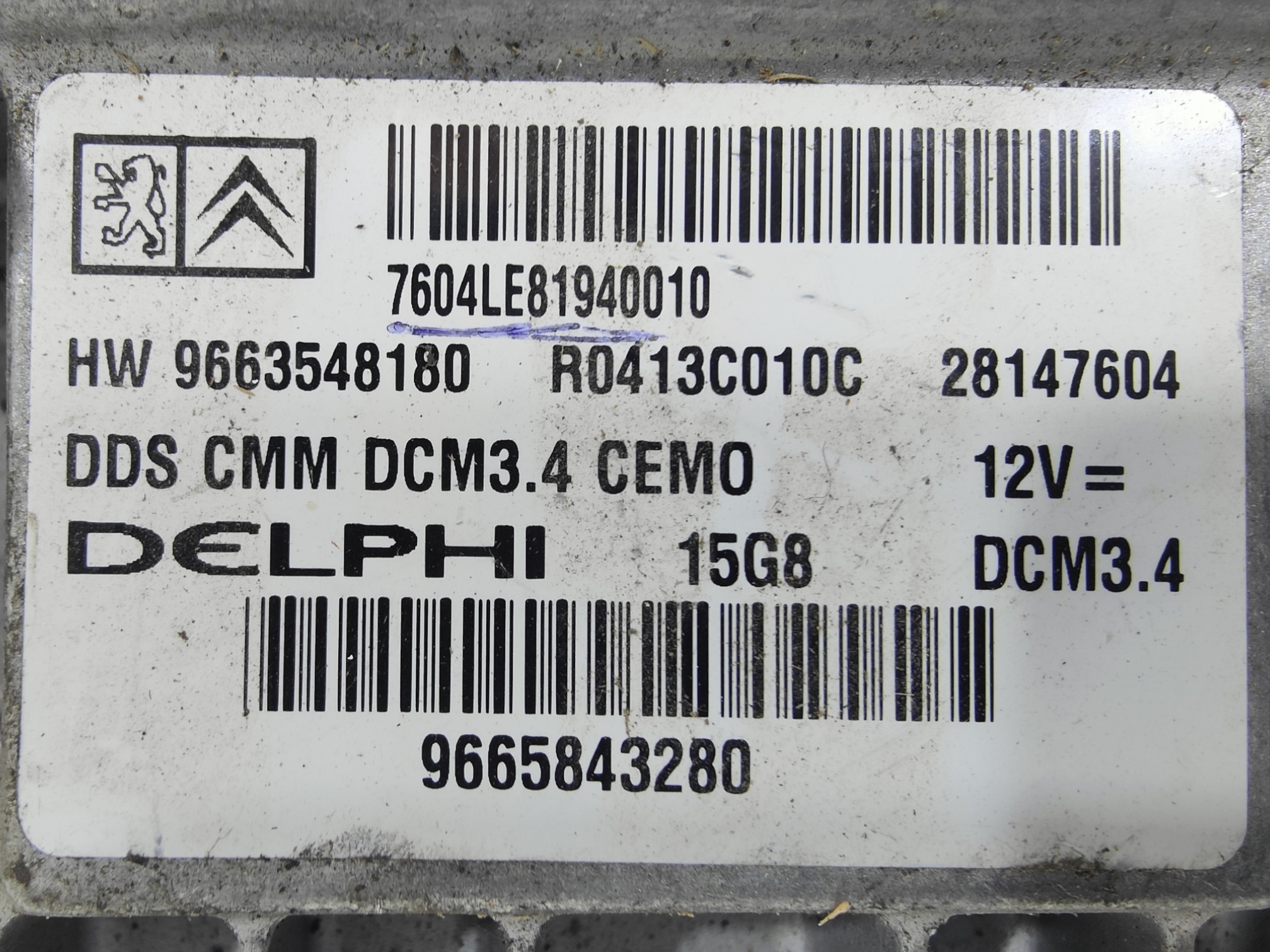 ECU de motor Peugeot Citroen 2.0 HDI , Ref: 8294-K3B3